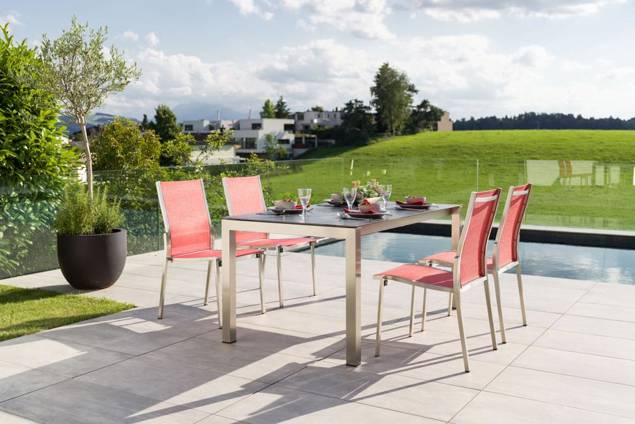 Pilatus Set de table de jardin acier inoxydable