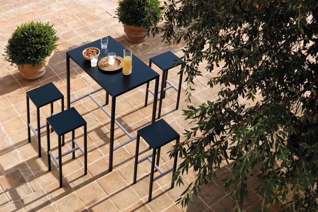 Airolo Bartisch Set Stahl 75x75 cm 3
