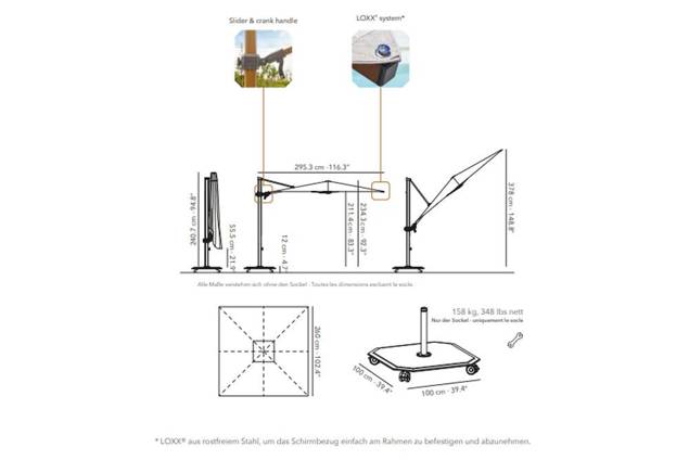Almeria Sonnenschirm quadratisch 6