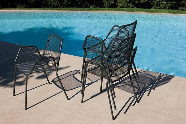 Bergen Fauteuil d'extérieur empilable acier 6