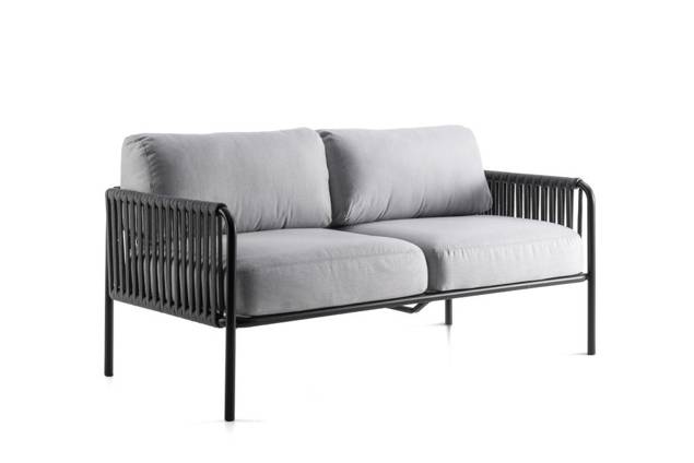 Bilbao Banc lounge 2 places acier, Assise en tissu tressé