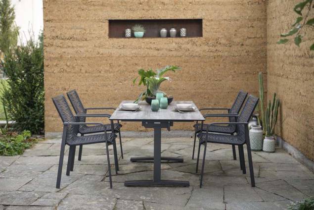 Island Table de jardin aluminium, avec roulettes 140x80 cm 5