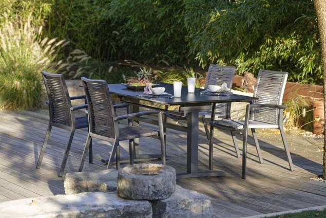 Island Table de jardin aluminium, avec roulettes 200x100 cm 5