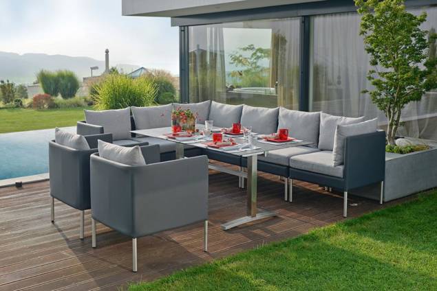 Island Table de jardin acier inoxydable, avec roulettes 1