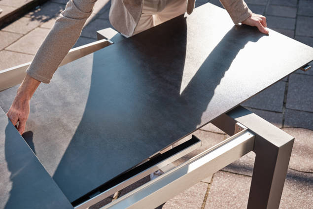 Kos Table de jardin à rallonge aluminium, avec roulettes 220/280x100 cm 5