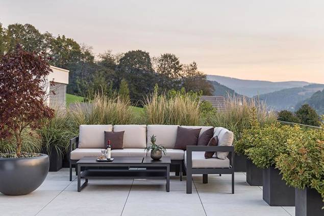 Livorno 3er Dininglounge Bank links Aluminium 14