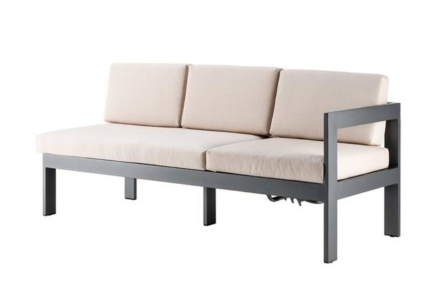 Livorno 3er Dininglounge Bank rechts Aluminium 2