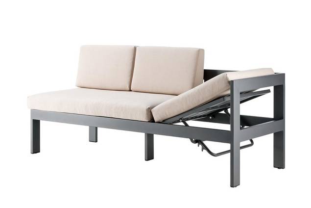 Livorno 3er Dininglounge Bank rechts Aluminium 10