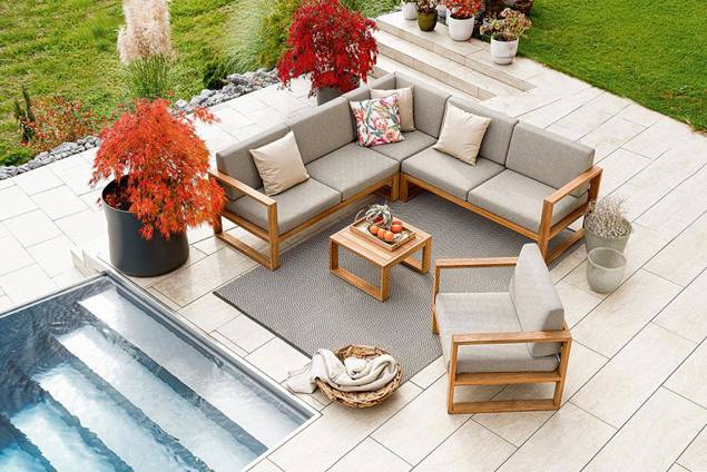 Madeira 2er Loungebank rechts Holz 3