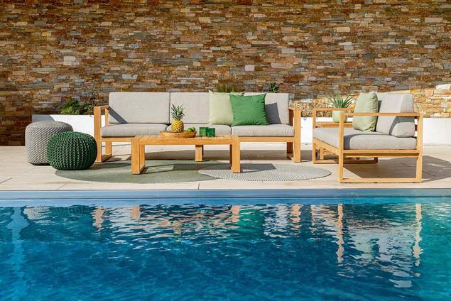 Madeira 2er Loungebank Teak Holz 5