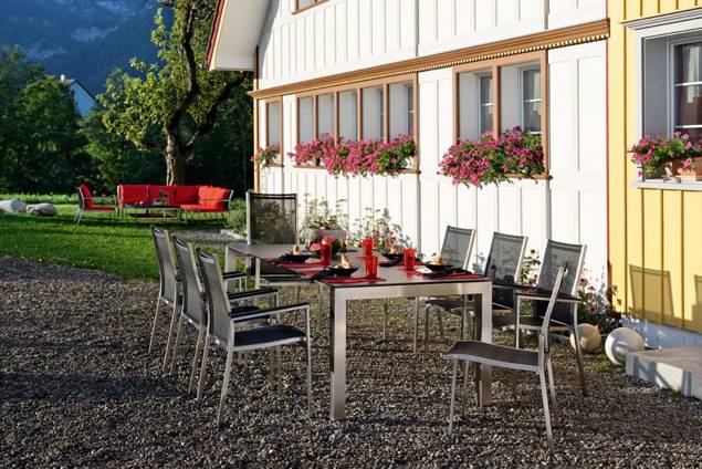 Rotterdam II Chaise de jardin empilable acier inoxydable 1