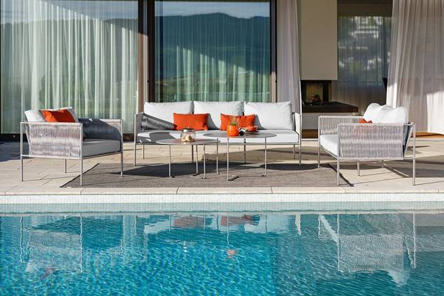 Rügen 3er Loungebank Edelstahl 8