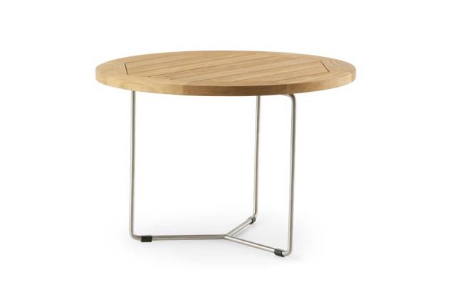 Rügen Table de salon ronde acier inoxydable, hauteur 40 cm