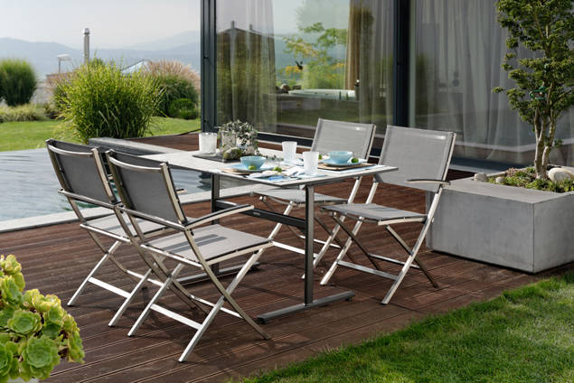 Stockholm Table de jardin pliante acier 160x90 cm 4