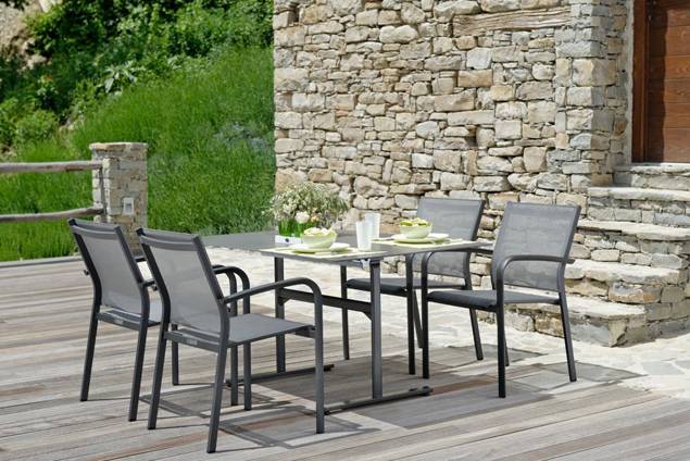 Stockholm Table de jardin pliante acier 180x80 cm 3