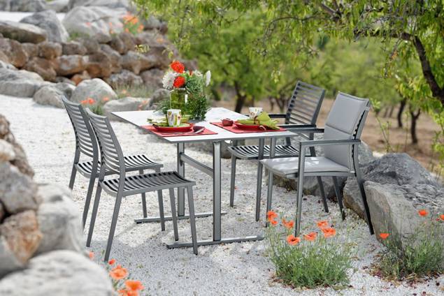 Stockholm Table de jardin pliante acier 180x80 cm 6