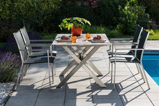 Xenia Table de jardin acier inoxydable 6